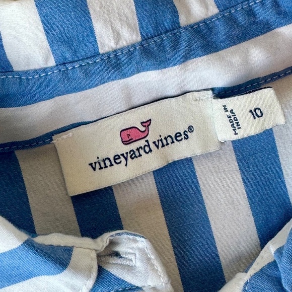 Vineyard Vines Oversized Button Down Shirt Blue White Stripe Long Sleeve Top 10 - Picture 5 of 14